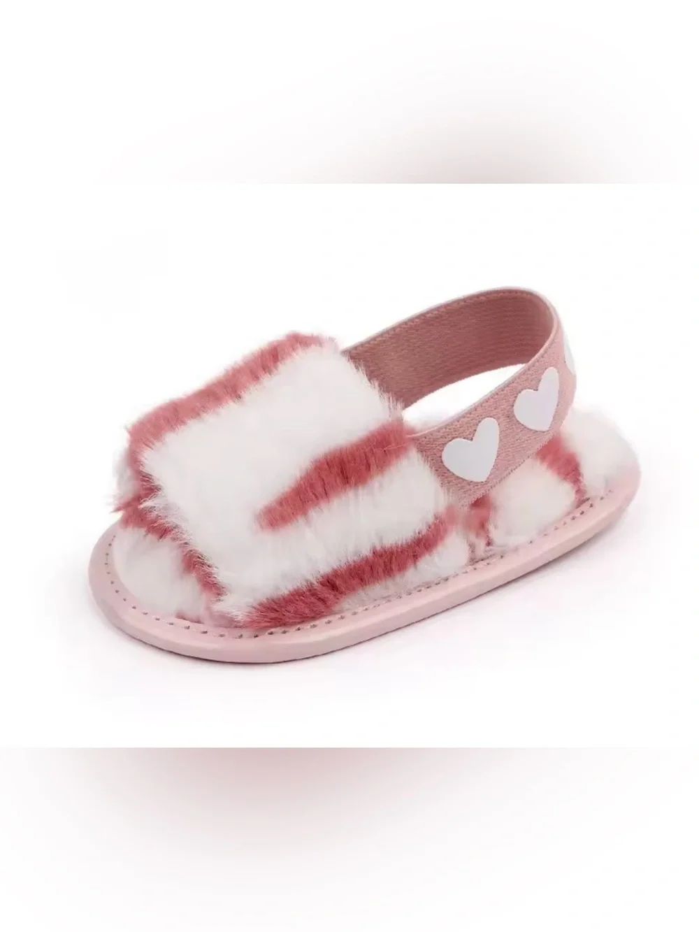 Simply Kids Infant Girl Faux Fur Slippers…Sz: 5.5/6….Pink/White Tie-Dye